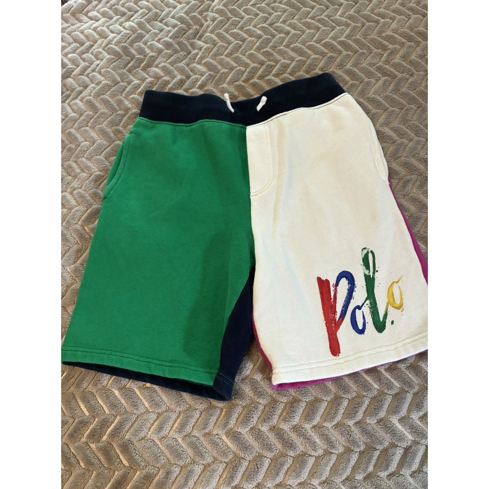Polo Ralph Lauren Boys Medium 10-12 Color Block Fleece Shorts Logo Drawstring